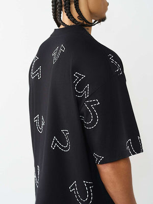 True Religion T-Shirt Ss Hs Print Oversized Jet Black