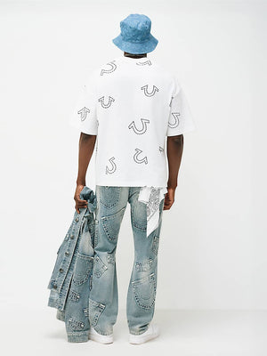 True Religion T-Shirt Ss Hs Print Oversized Optic White