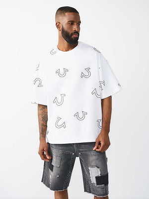 True Religion T-Shirt Ss Hs Print Oversized Optic White