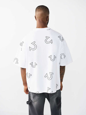 True Religion T-Shirt Ss Hs Print Oversized Optic White