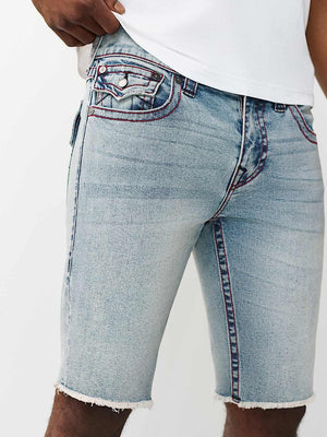 True Religion Shorts Ricky Sn Flap Fray Hem Starlit Gleam Light Wash
