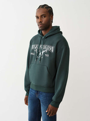 True Religion Hoodie Boxy Logo Green Gables