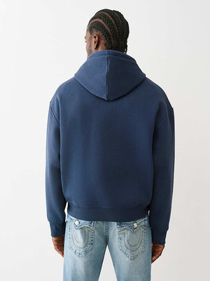 True Religion Hoodie Boxy Logo Dress Blue