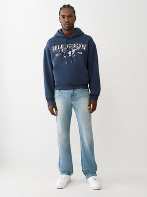 True Religion Hoodie Boxy Logo Dress Blue