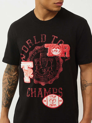 True Religion T-Shirt Ss World Tour Champs Jet Black