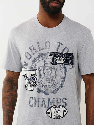 True Religion T-Shirt Ss World Tour Champs Heather Grey