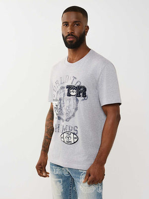True Religion T-Shirt Ss World Tour Champs Heather Grey