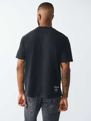 True Religion T-Shirt Studded Heavy Washed Jet Black