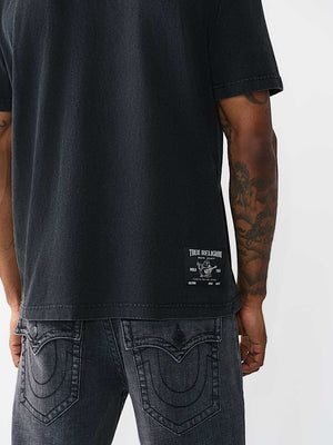 True Religion T-Shirt Studded Heavy Washed Jet Black