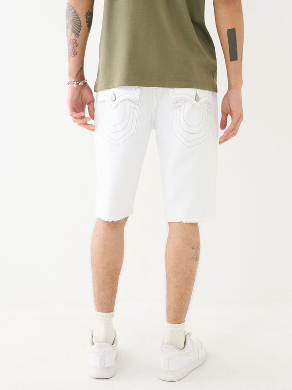 True Religion Shorts Ricky Flap Raw Hem Optic White