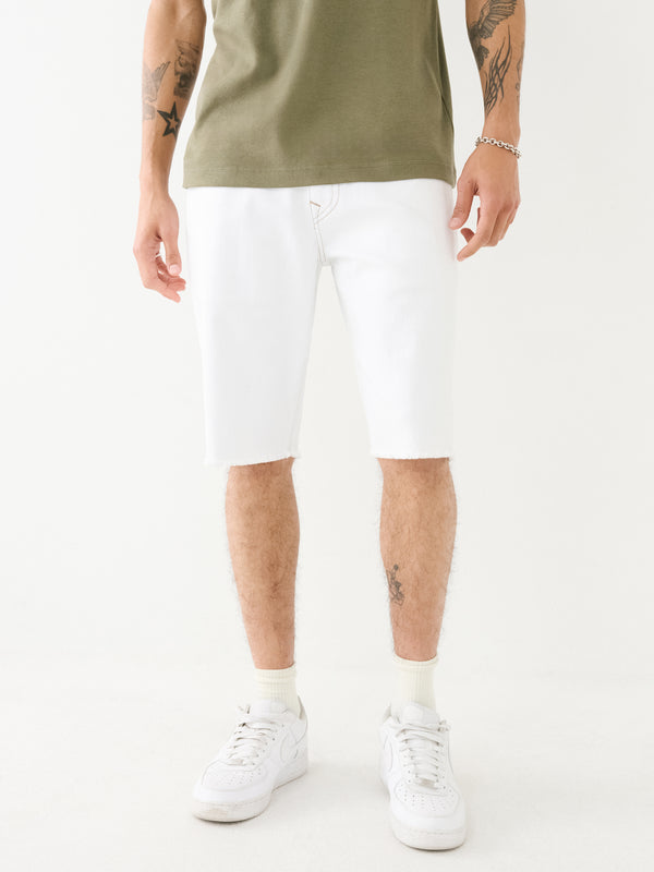 True Religion Shorts Ricky Flap Raw Hem Optic White