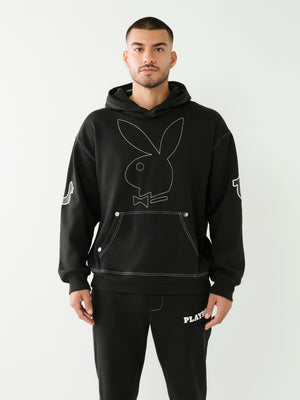 True Religion Relaxed Hoodie X Playboy Bunny Jet Black-True Religion
