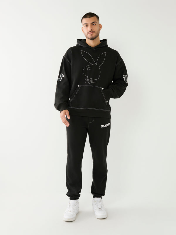 True Religion Relaxed Hoodie X Playboy Bunny Jet Black