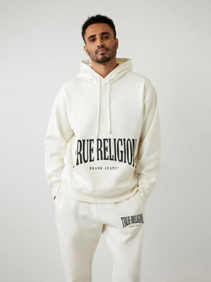 True Religion Relaxed Hoodie Stretch Arch Winter White-True Religion