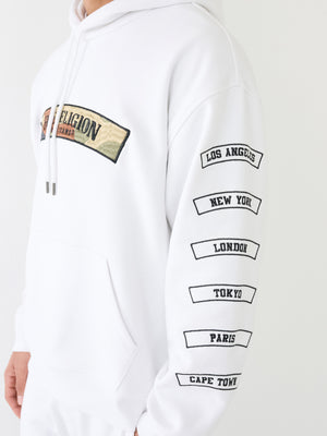 True Religion Relaxed Hoodie Embro Optic White-True Religion