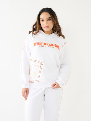 True Religion Printed Big T Hoodie Optic White-True Religion