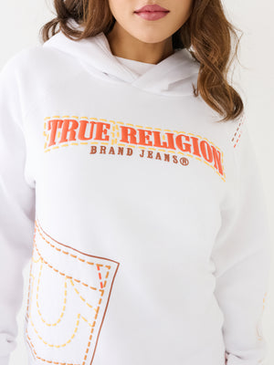 True Religion Printed Big T Hoodie Optic White-True Religion