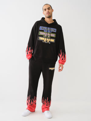 True Religion Relaxed Hoodie Moto Flame Jet Black-True Religion