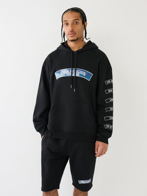 True Religion Relaxed Embro Tab Hoodie Jet Black-True Religion