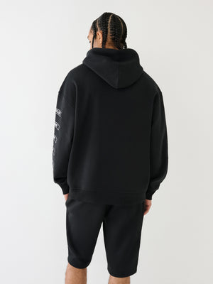 True Religion Relaxed Embro Tab Hoodie Jet Black-True Religion
