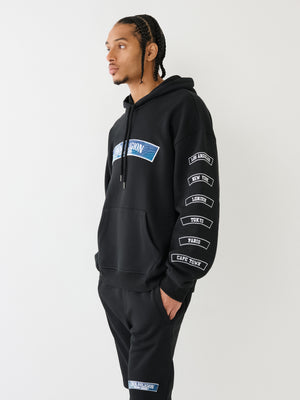 True Religion Relaxed Embro Tab Hoodie Jet Black-True Religion