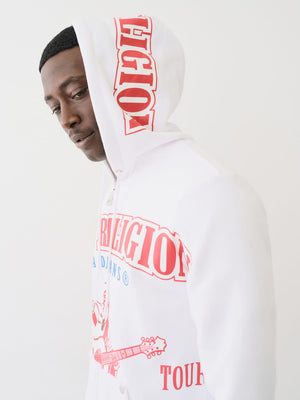 True Religio Raw Exaggerated Hoodie Icon Zip Optic White-True Religion