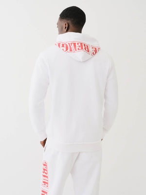 True Religio Raw Exaggerated Hoodie Icon Zip Optic White-True Religion