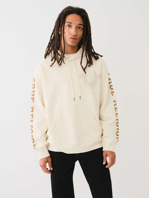 True Religion Relaxed Hoodie Stud Winter White-True Religion