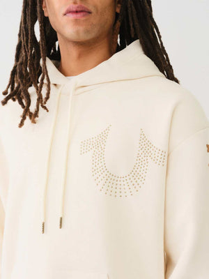 True Religion Relaxed Hoodie Stud Winter White-True Religion