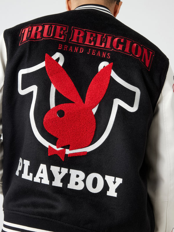 True Religion Varsity Jacket Good Bunny Black-Winter White