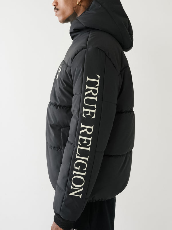 True Religion Puffer Jacket Panel Jet Black