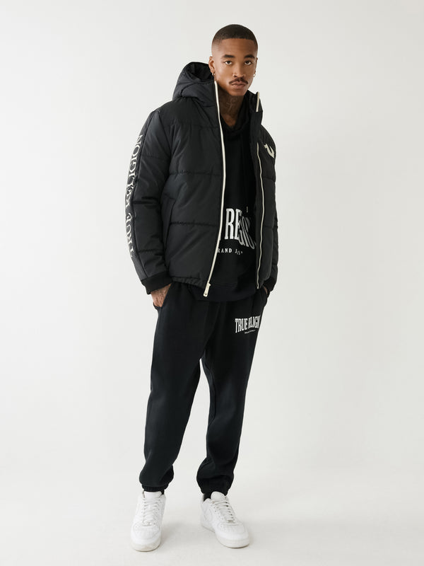 True Religion Puffer Jacket Panel Jet Black