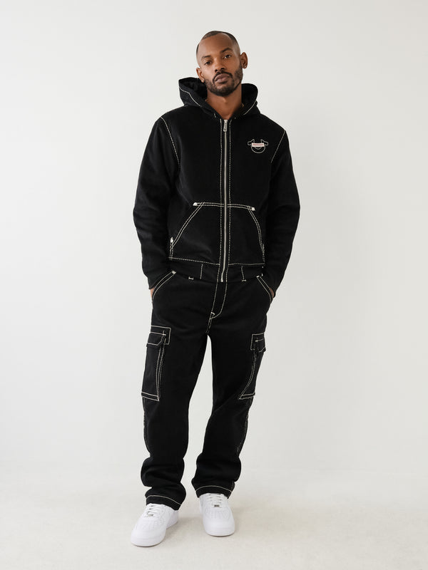 True Religion Jacket Big T Corduroy Hood Jet Black