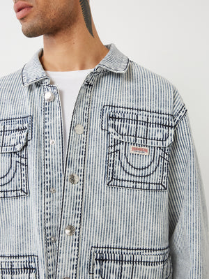 True Religion Hickory Big T Military Shacket Crashing Wave Wash-True Religion