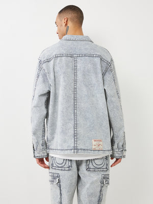 True Religion Hickory Big T Military Shacket Crashing Wave Wash-True Religion