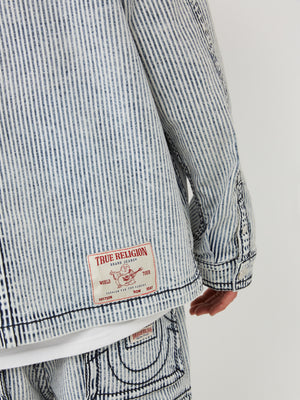 True Religion Hickory Big T Military Shacket Crashing Wave Wash-True Religion