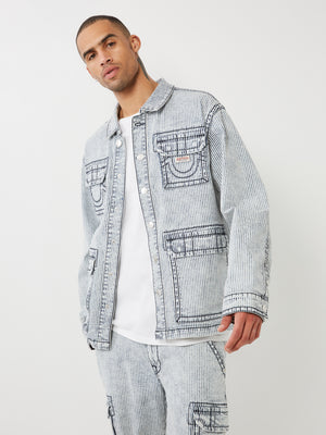 True Religion Hickory Big T Military Shacket Crashing Wave Wash-True Religion