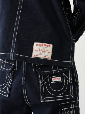 True Religion Big T Jacket Military Shacket 2S Body Rinse-True Religion