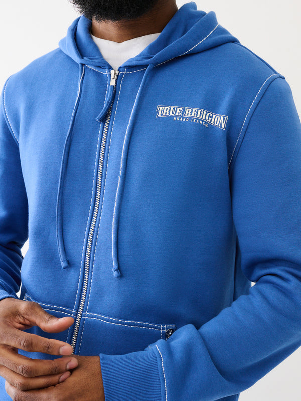 True Religion Big T Jacket Overt Painted Zip Up Hoof Pacific Blue