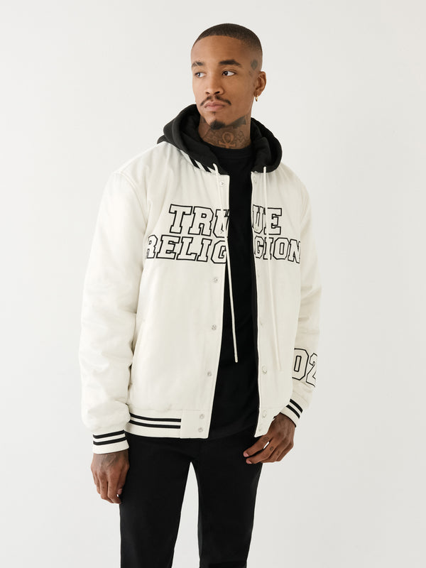 True Religion Reversible Bomber Jacket Winter White-Jet Black