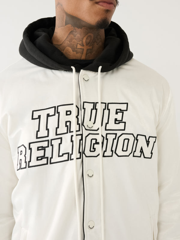 True Religion Reversible Bomber Jacket Winter White-Jet Black