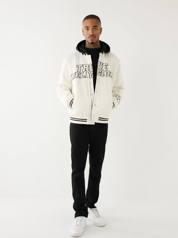 True Religion Reversible Bomber Jacket Winter White-Jet Black