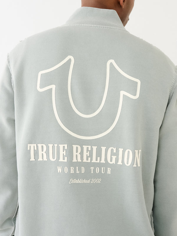 True Religion Big T Jacket Zip Mock Neck Dusty Blue