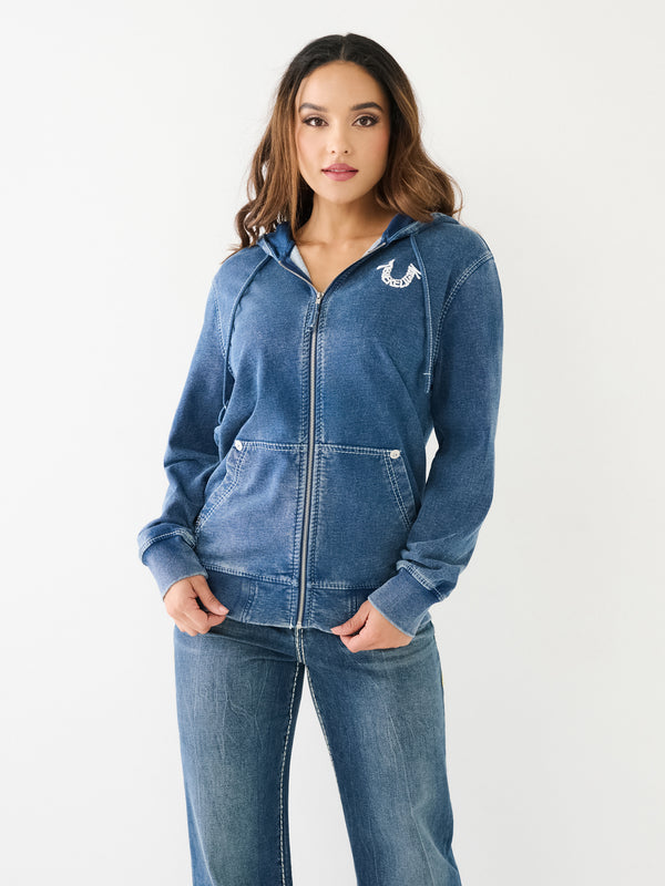 True Religion Oversized Jacket Boyfriend Big T Indigo