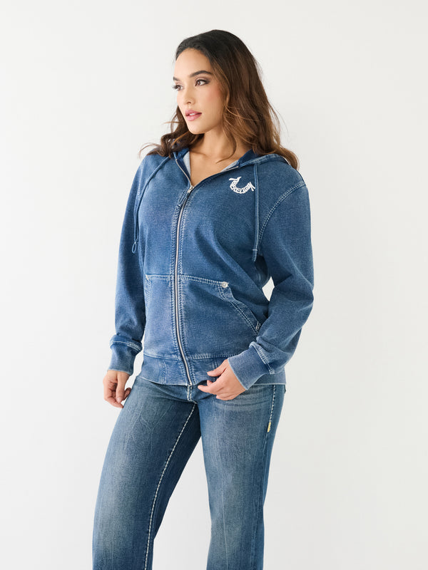 True Religion Oversized Jacket Boyfriend Big T Indigo