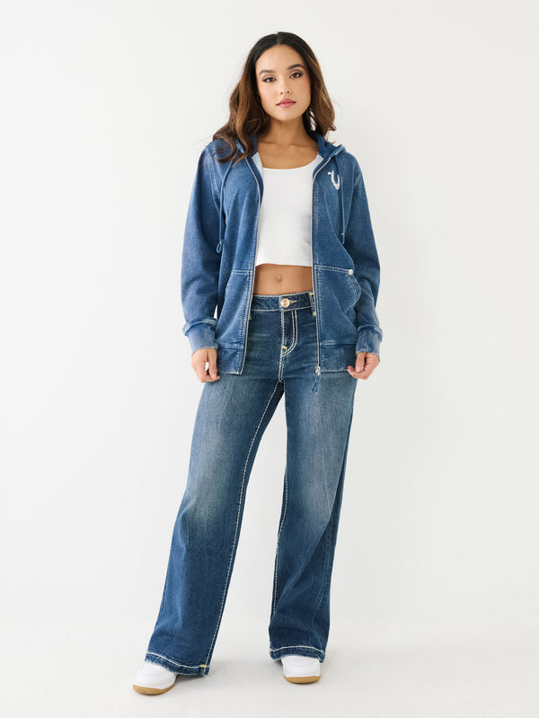 True Religion Oversized Jacket Boyfriend Big T Indigo