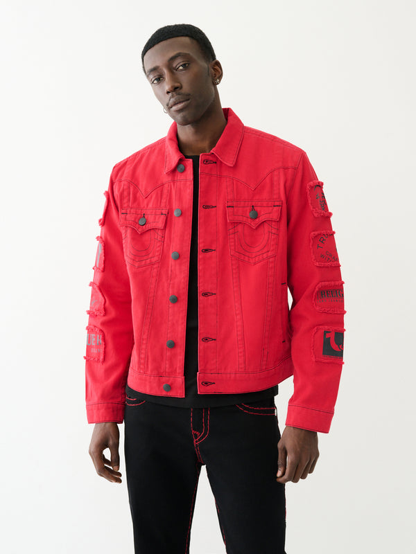 True Religion Jimmy Jacket Sleeve Patch Ruby Red