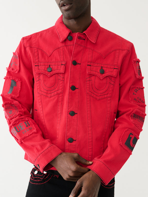 True Religion Jimmy Jacket Sleeve Patch Ruby Red