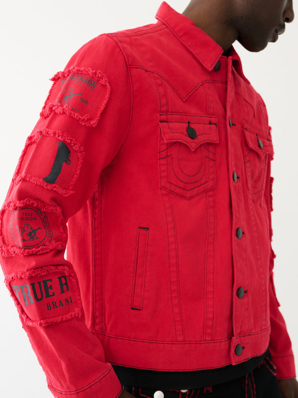 True Religion Jimmy Jacket Sleeve Patch Ruby Red