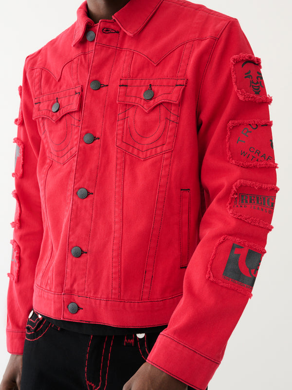 True Religion Jimmy Jacket Sleeve Patch Ruby Red